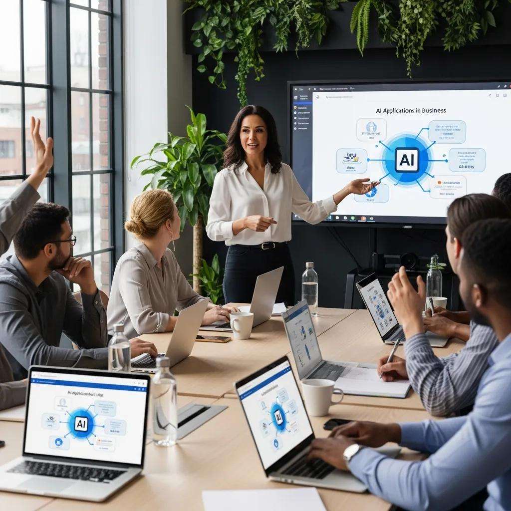 HR leader guiding AI training session with employees