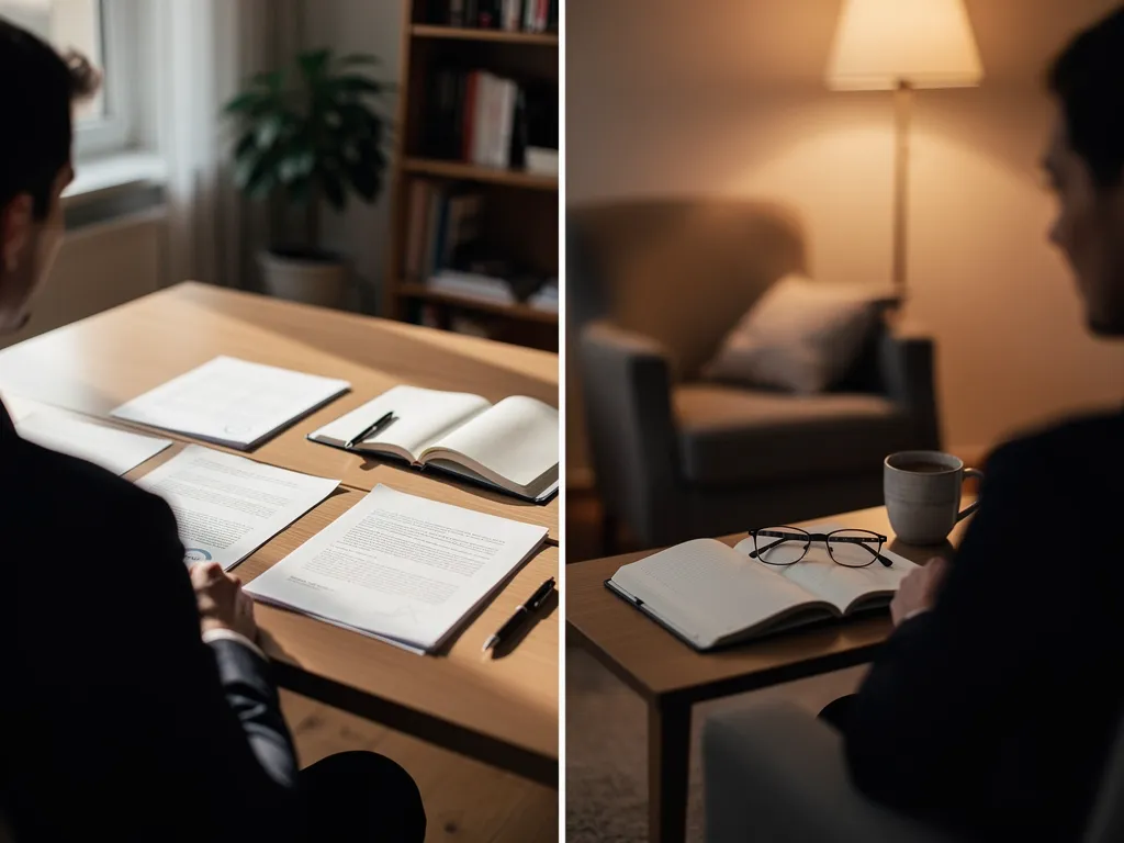 Professional reflecting on lessons from work and home life