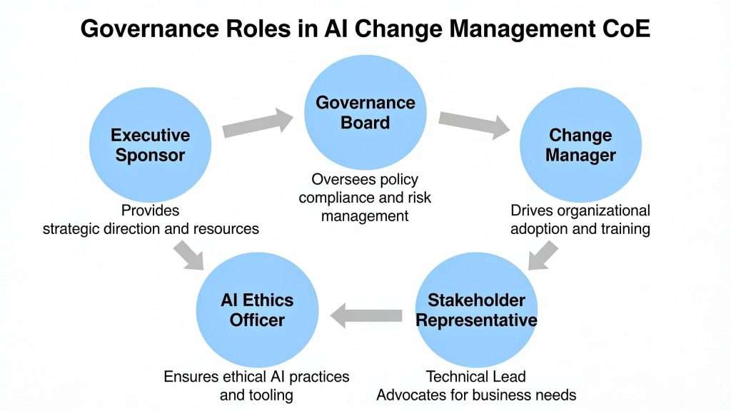 Visualization of governance roles in AI Change Management CoE