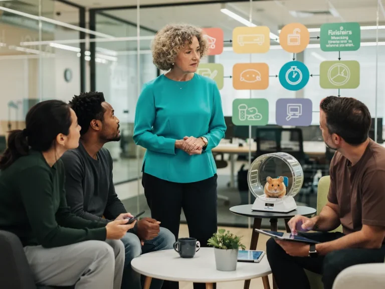 Summary icons highlighting AI listening and change communication insights